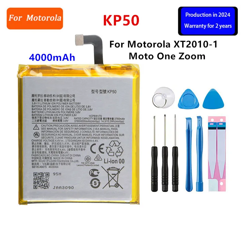 100% Original KP50 4000mAh Battery For Motorola XT2010-1, Moto One Zoom, Moto One Zoom Global  Phone Batteries+Tools.