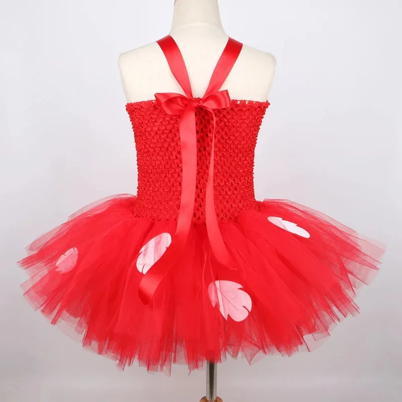 SN66 Hawaiian Princess Lilo Tutu Dress Red Leaves Baby Girls Luau Birthday Party Dress New Year Christmas Halloween Costume 2@w$