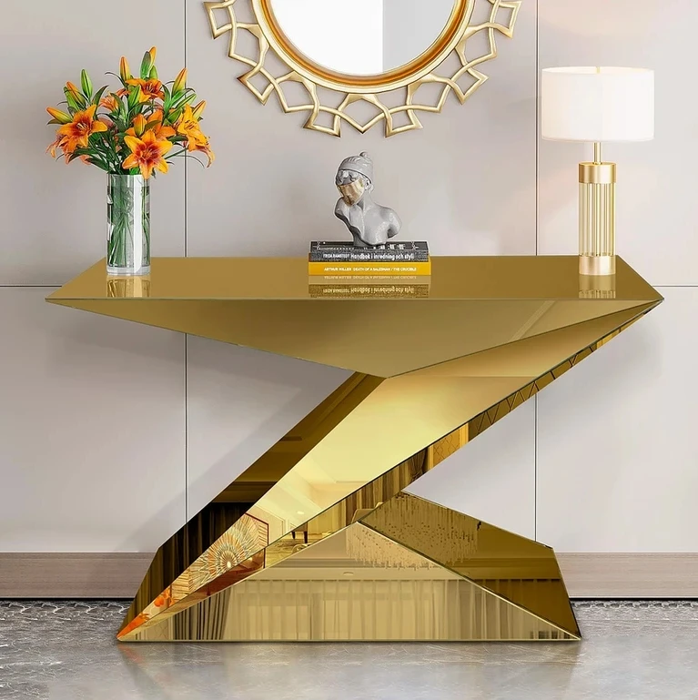 bc-New Arrival Sparking Modern Living Room Mirrored Furniture Brown Mirrored Console Table Entryway Table·