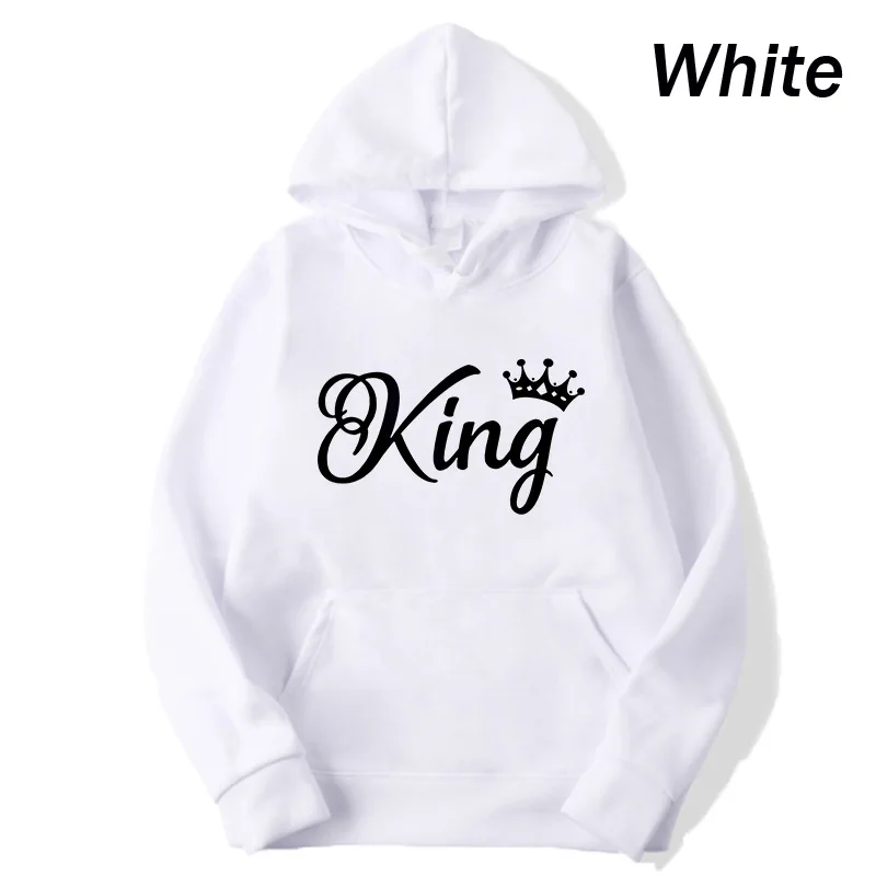 Fashion neutral long-sleeved pullover sweatshirt king and Queen Print Hoodie Casual Street Lovers Wear Men and women's universal