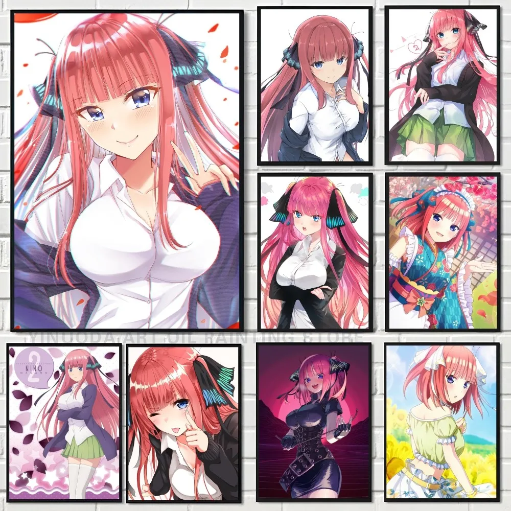 1pc Anime Q-Quintessential Quintuplets Poster Self-adhesive Art Waterproof Paper Sticker Coffee House Bar Room Wall Decor