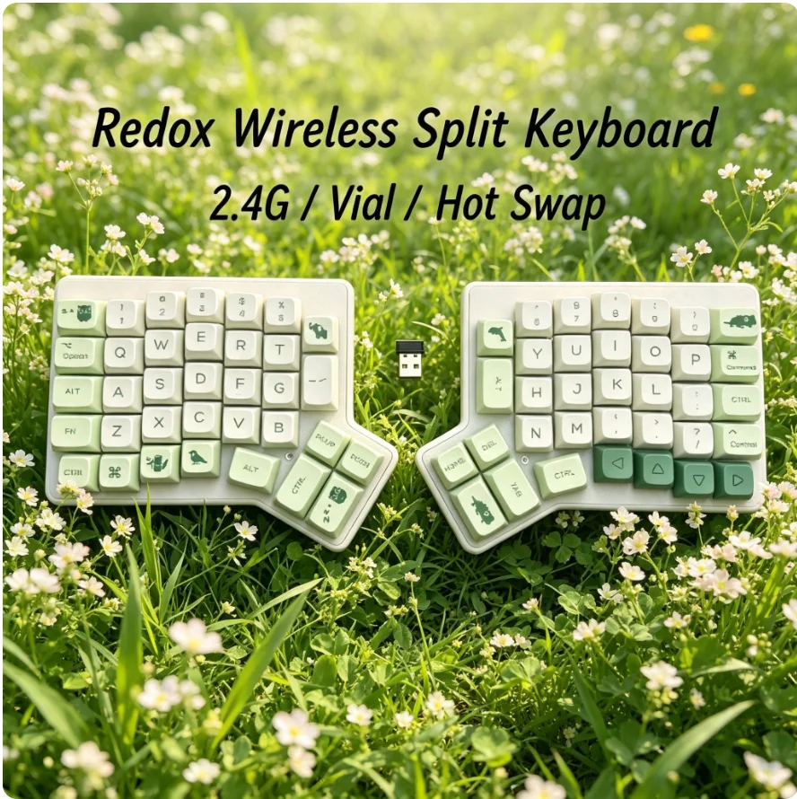Redox Wireless Ergodex Split Mechanical Keyboard PLA Shell Hot Swappable Bracket VIAL 2.4G Ergo Keyboard Ergonomics Horn