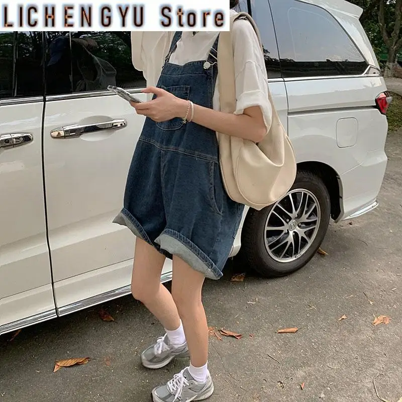 

New Vintage Blue Jean Jumpsuit Women Summer Fashion High Waist Loose Square Collar Playsuits Sleeveless Sweet Rompers