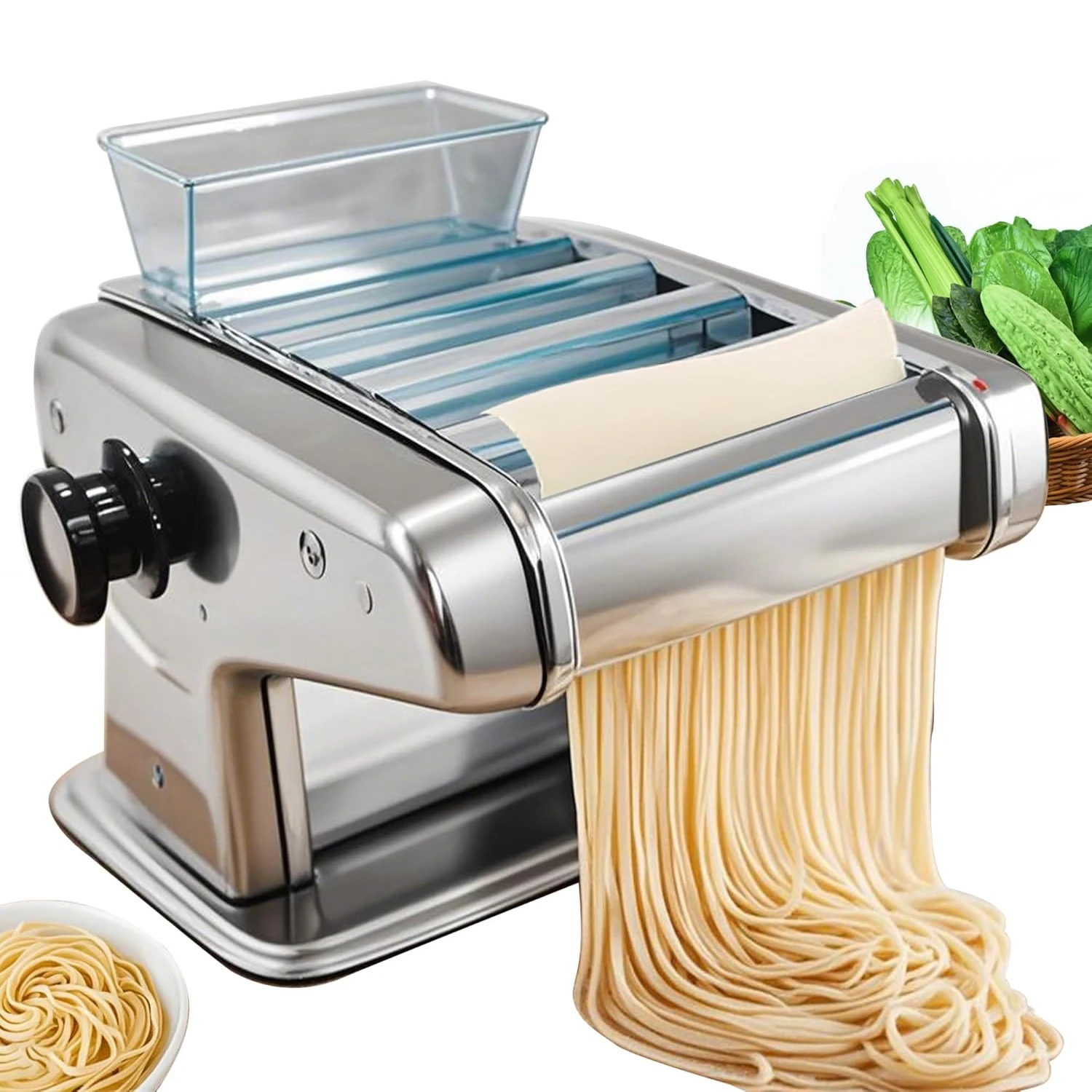 Máquina eléctrica para hacer pasta de acero inoxidable, rodillo para masa de pasta fresca, máquina automática para hacer fideos, máquina multifuncional para hacer fideos