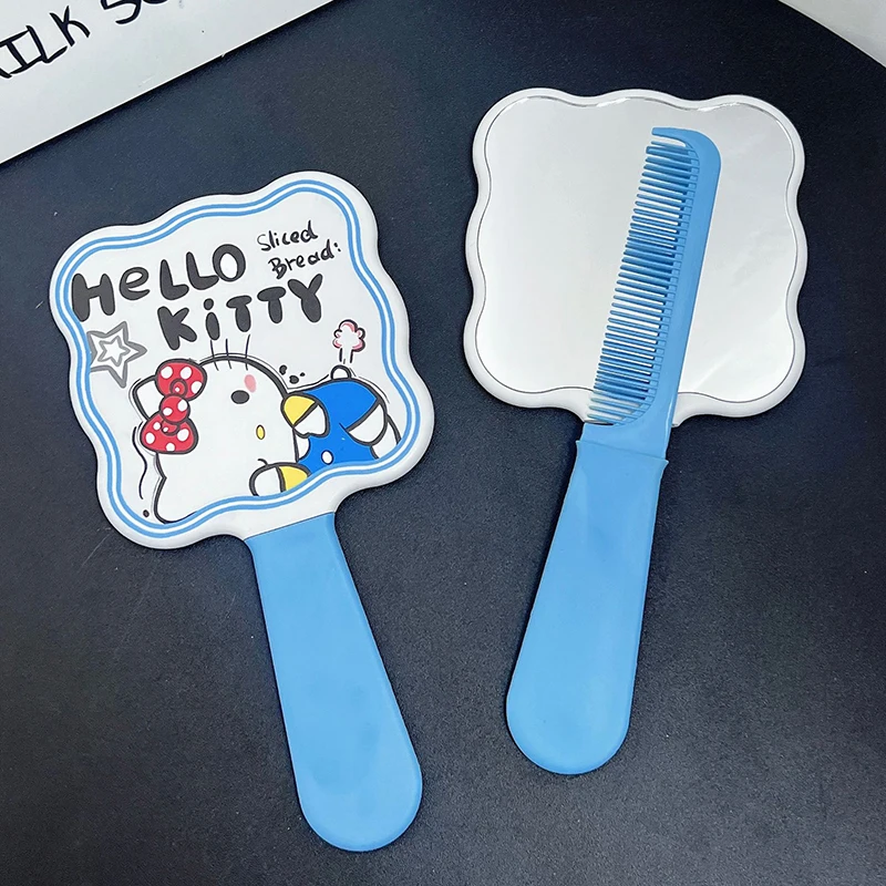 Sanrio Hello Kitty зеркальная расческа ручная зеркальная расческа выдвижная дорожная щетка для волос массажный инструмент для укладки подарок для девочек