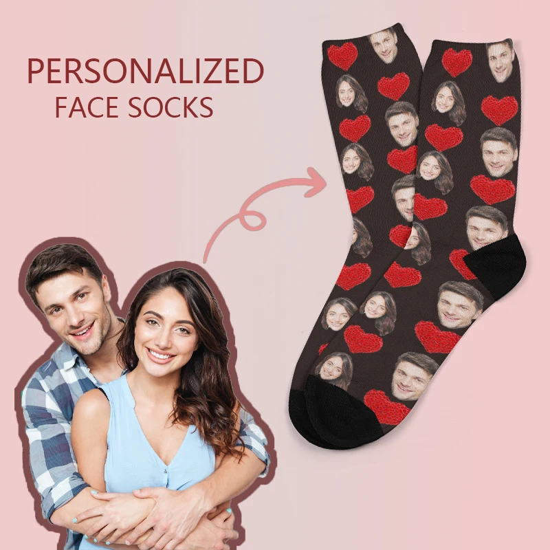 

Custom Couple Socks Heart 3D Printing Art Fashion DIY Socks Funny Trend Socks Couples Give Each Other Gifts Long Socks