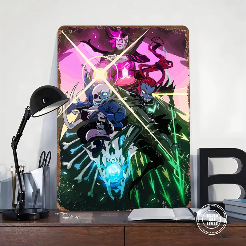 Undertale Battle Metal Poster Customized Wall Art Retro Vintage Tinplate Signs for Bedroom Decorations Home Decoration Ornaments