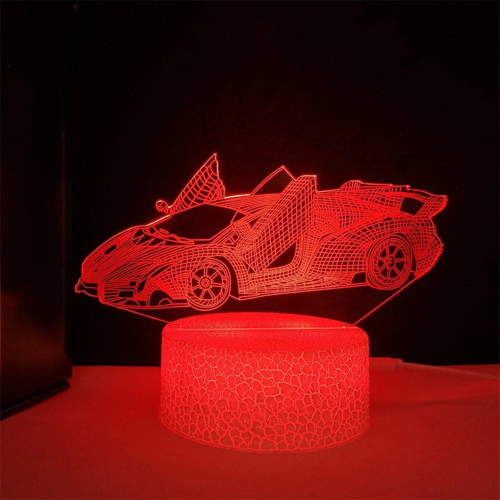 Luce notturna per auto da corsa per ragazzi Lampada da illusione 3D a LED 16 colori Decorazione camera da letto remota Lampada da comodino Regalo di