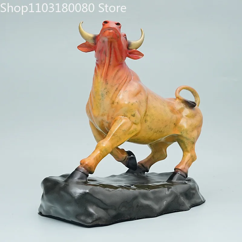 Brass Painted Bull Statue Figurine Lucky Fortune Cow Sculpture Home Office Decor,37cm,27cm,20cm,15cm,12cm
