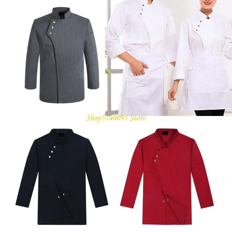 Dxae Women Men Chefs Coat Hotel Restaurant Shirt Uniform Sleeves Classical Chefs مع الأزرار التقليدية