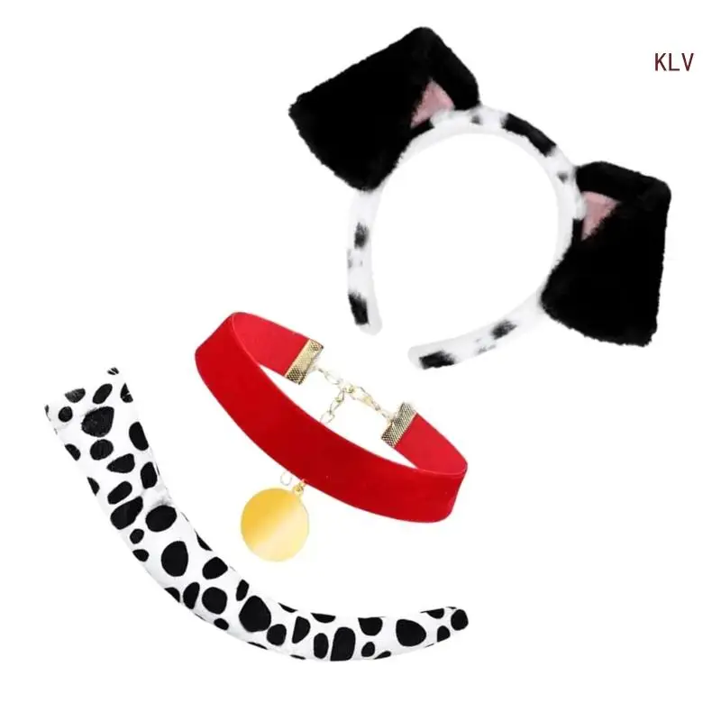 Disfraz animal para cosplay Halloween que incluye diadema con orejas perro, cola y guante 6XDA