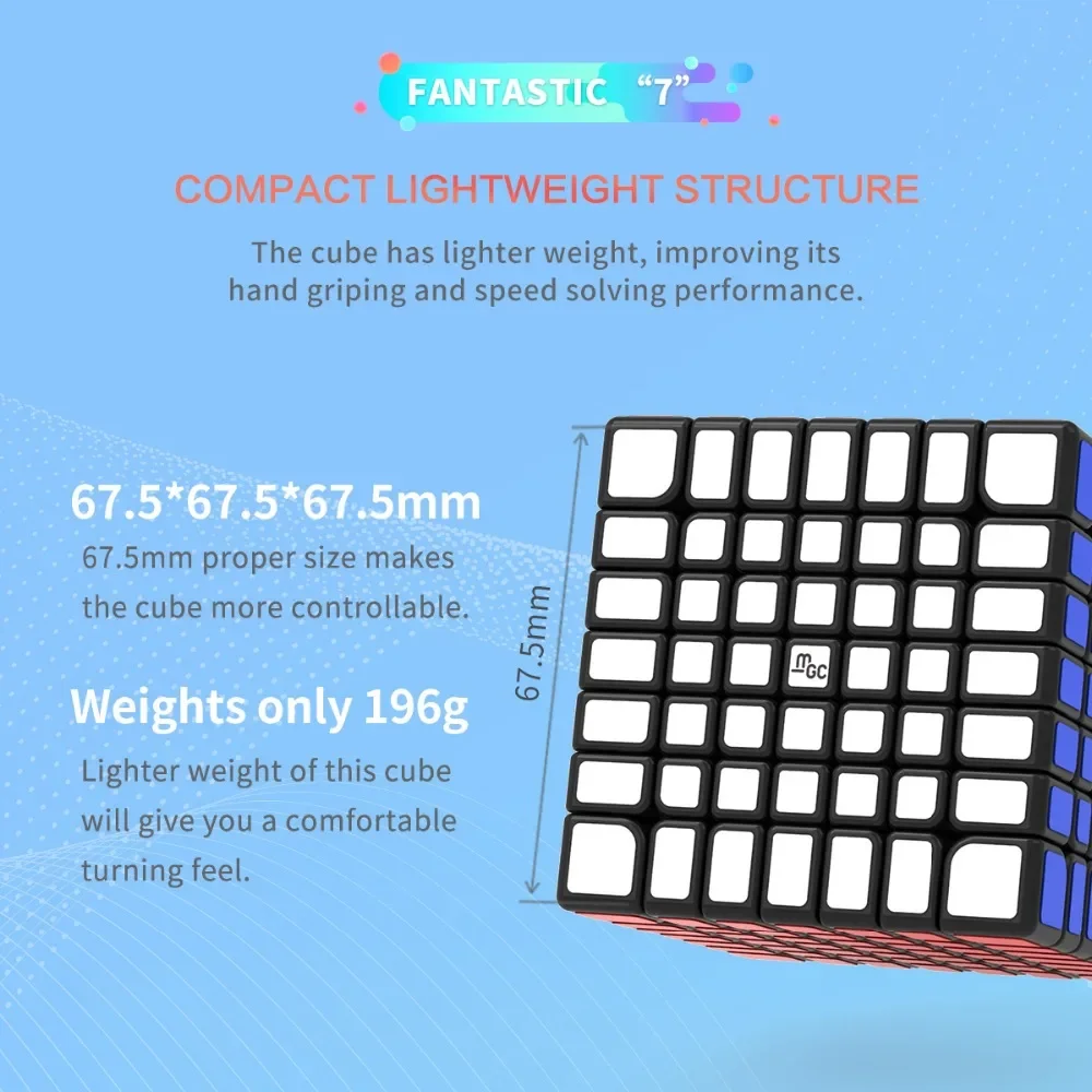 مكعب السرعة السحرية المغناطيسي الاحترافي ، ألعاب التململ اللاصق ، لغز YJ MGC 7 m ، 7x7 m