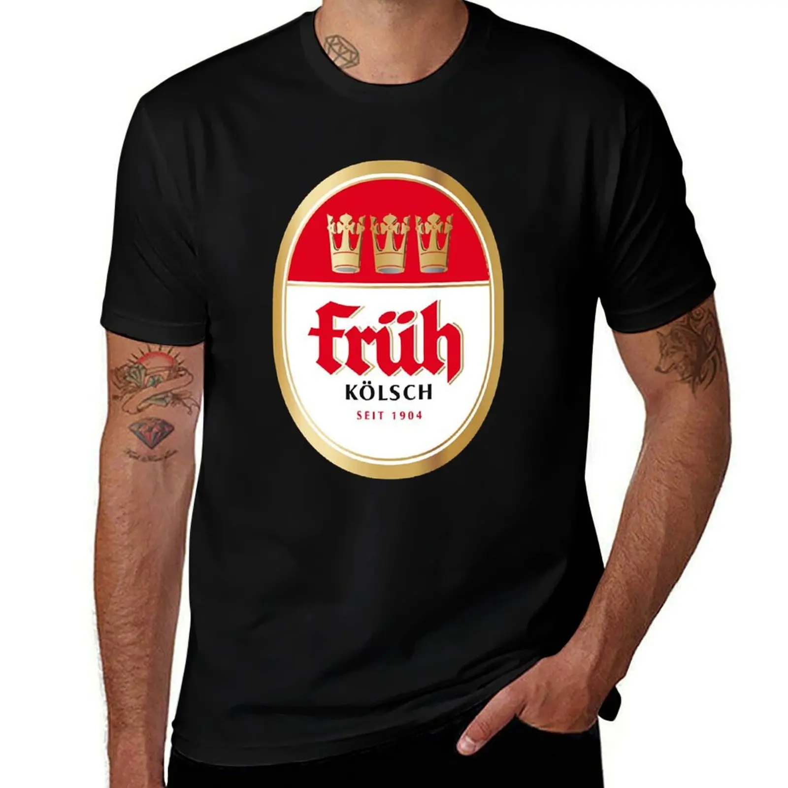 Früh K?lsch beer logo brewery local beer T-Shirt Casual Basic Short Sleeve T-Shirt