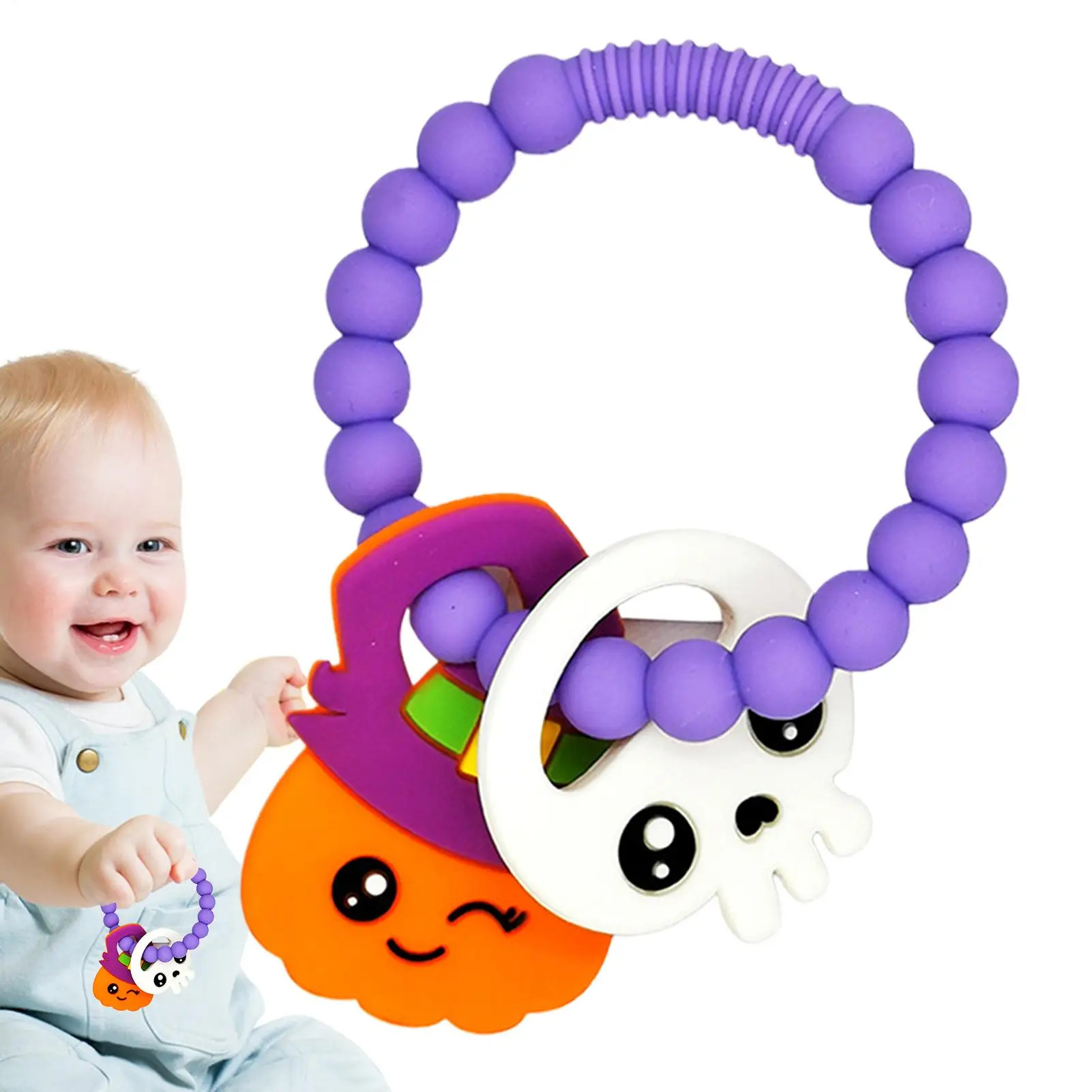 Anneau de dentition en Silicone pour bébé, Bracelet de dentition, anneau à mâcher avec perles hochet, pour enfants garçons, maison, chambre à coucher, voyage, intérieur et extérieur