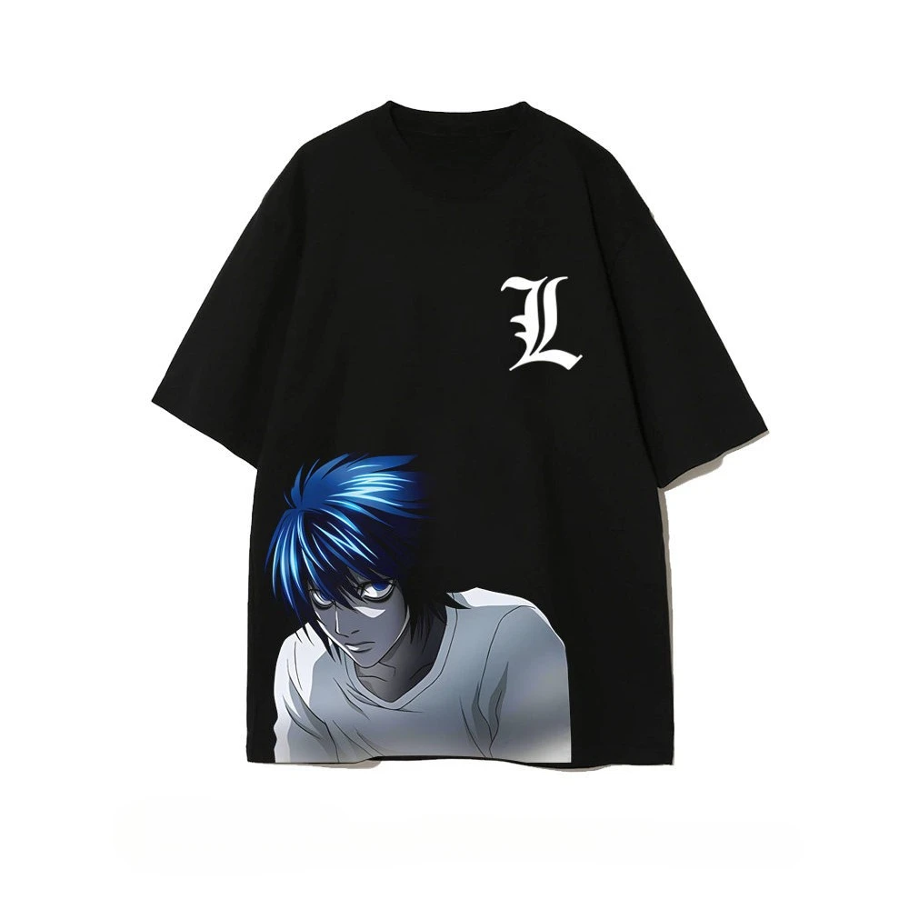 2026 Anime Death Note Peripheral Joint L Night God Moon Kira Printed Cotton Short-sleeved T-shirt for Men and Women