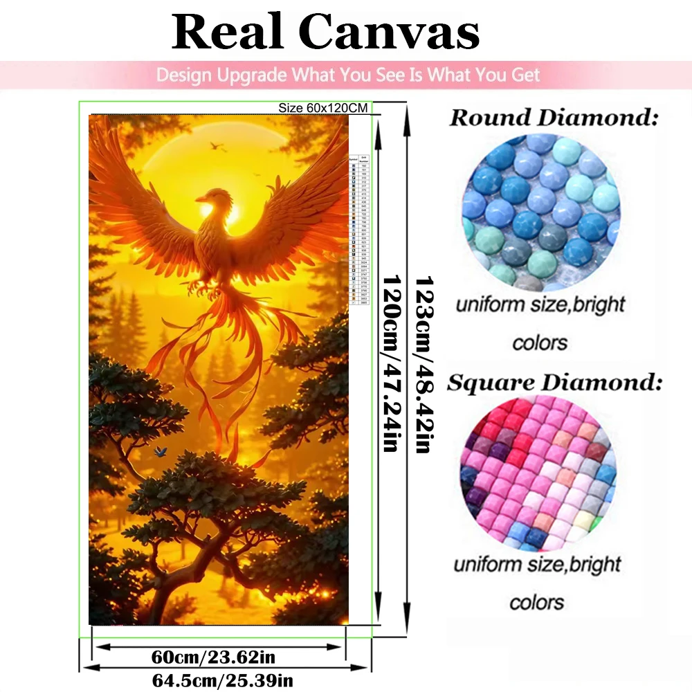 New Arrivals Diamond Painting Animal Full Large Diy Mosaic Flying Phoenix Fantasy Art Gift Set Home Decor Rhinestone Pictures