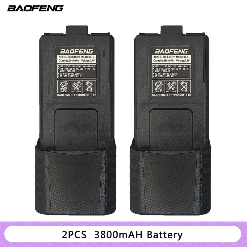 Baofeng-Walkie Talkie Bateria, BL-5 Bateria para Peças de Rádio, UV-5R Receptor de Rádio, UV-5R, 1800 mAh, 3800mAh