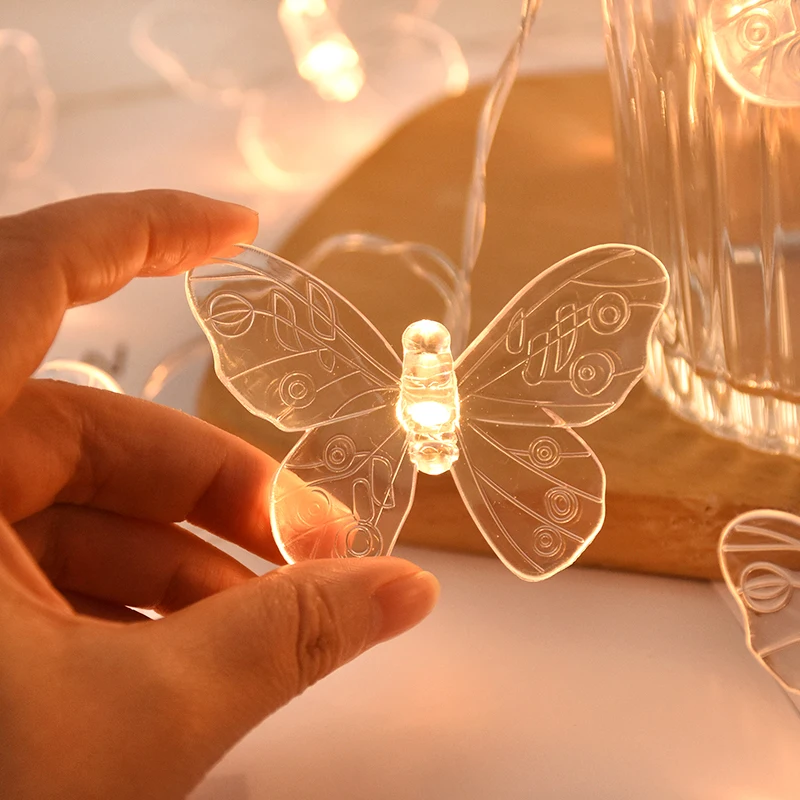 1.5M 10LED Butterfly Lights String Battery Outdoor Fairy Night Lamp Room Garland Curtain Girls Brithday Wedding Party Decoration