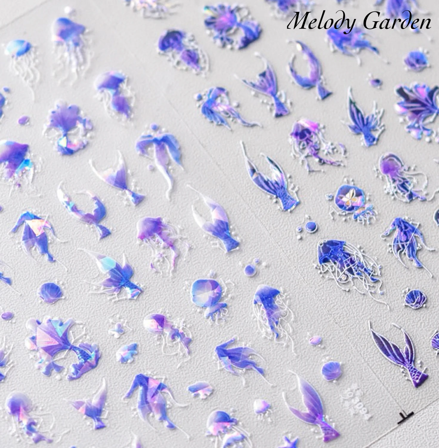 Newest 5D Embossed Back glue Nail decal Ocean Dream Jellyfish Mermaid Tail Nail stickers Shell Wave Nail decoration Nail art DIY