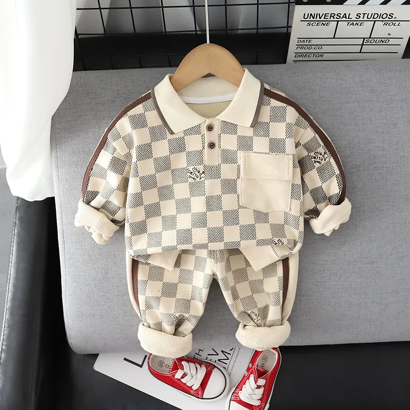 

spring autumn baby boys girls clothes set lapels Long-sleeved T-shirts+sport pants 2pcs Toddler kids cloghing suit child outfits