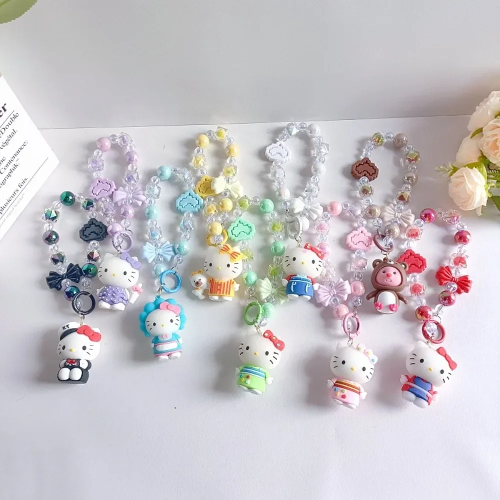 

Kawaii Sanrio Anime Peripheral Hello Kitty Cartoon Bracelet Decoration Backpack Pendant Doll Accessories for Girls Holiday Gift