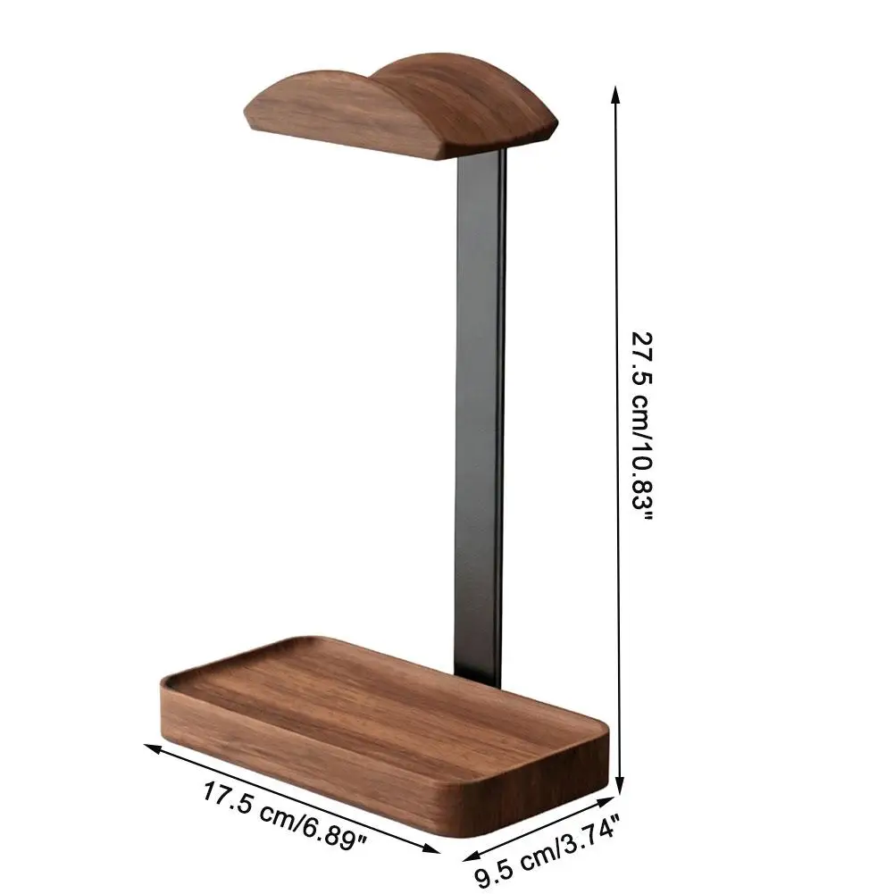 Walnut Headphone Stand Stores Desktop Items Desktop Storage Stand Non-Slip Base Suitable for Most Headphone Models view 6
