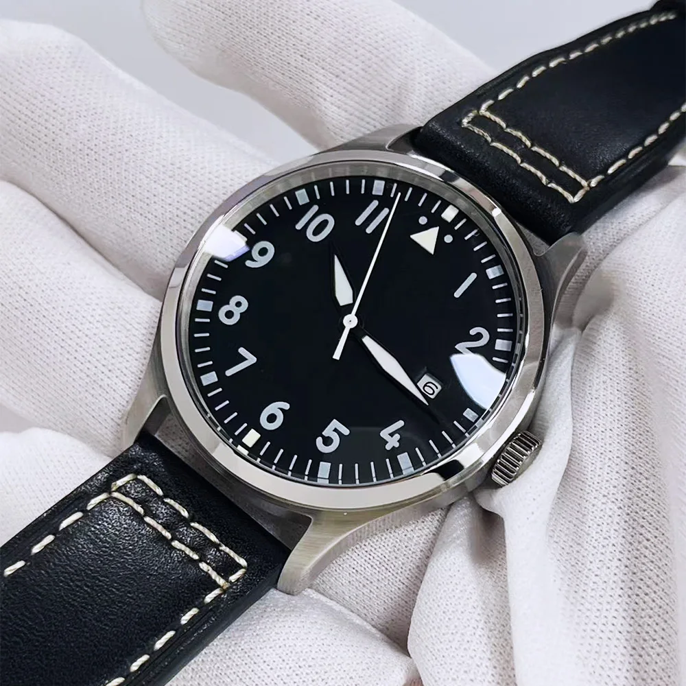 High Quality 40mm Men's Classic Black/blue/white Dial Leather Luminous Automatic Seagull ST1612 Sports Mechanical Watch