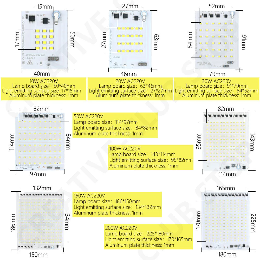 Placa de fuente de luz IC inteligente SMD2835, matriz LED, tablero de cuentas para Panel de luz LED, AC220V, 10W, 20W, 30W, 50W, 100W, 150W, 200W