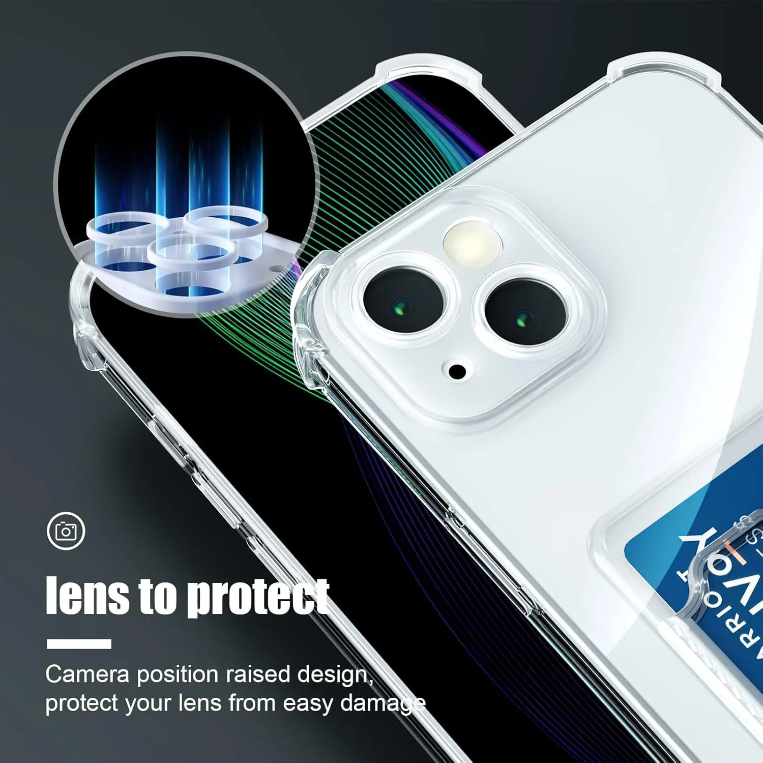 حافظة لهاتف آيفون 17 16 15 برو ماكس غطاء شفاف حقيبة محفظة من البولي يوريثان الناعم مع فتحة للبطاقات مقاومة للصدمات لهاتف آيفون 17 اير 14 بلس 13 12 11 #3