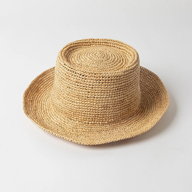 New Summer Natural Raffia Small Brim Raffia Straw Hats For Women Simple Bucket Cap Men Fishermen The Inca Bucket Hat Boater Cap