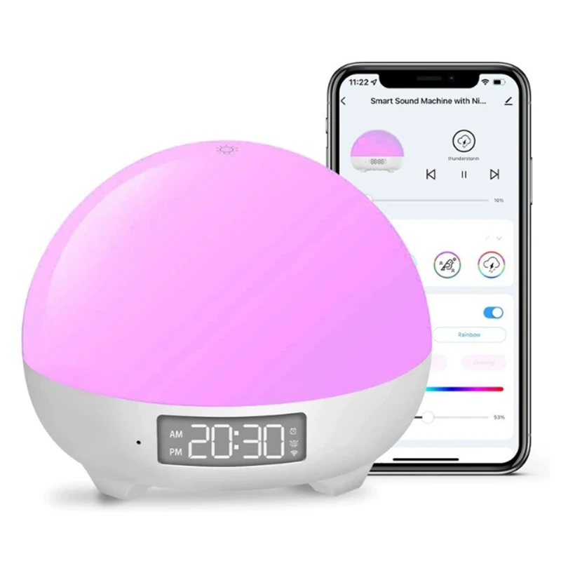 

White Noise Sleep Aid with Night Light with 34 Soothing Sounds, Wake up Light Alarm Clock for Bedrooms, Heavy Sleepers