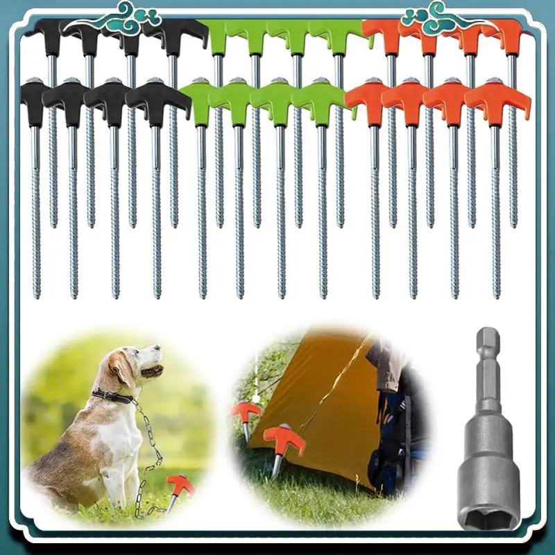 

Reliable 8Pcs Screw In Tent Stakes With Hex Socket Heavy Duty Spiral Screw Tent Stakes Pegs Screw For Outdoor Camping