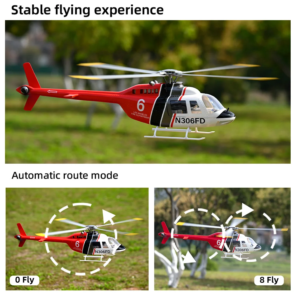 FLYWING Bell206 V4 Elicottero RTF Rc a quattro pale per adulti Stabile in bilico e posizionamento GPS 1:16 10CH Velivoli su larga scala