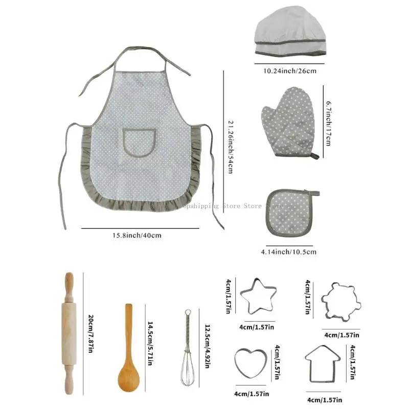 11 قطعة لعبة مطبخ الأطفال مجموعة لعب الأدوار مع المئزر وأداة الخبز آمنة أدوات المطبخ التظاهر للتعليم #6