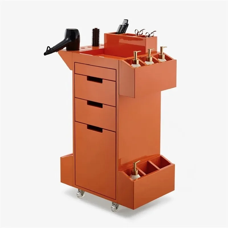 & Rolling Salon Trolley Cart Iron Tool Cabinet with Storage Shelves for Hairdresser Beauty Salon Barber Shop Furniture Organizer