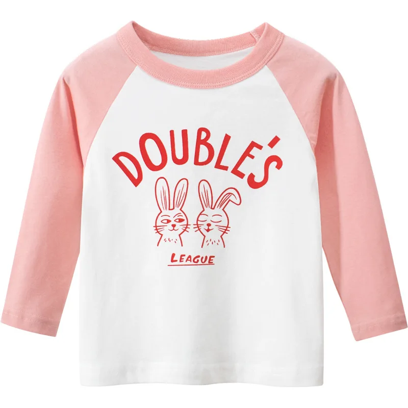 2-8T Girls Tshirt Toddler kid Clothes Long Sleeve Top Infant Cotton T Shirt Cute Sweet Childrens Loose Tee Outfits