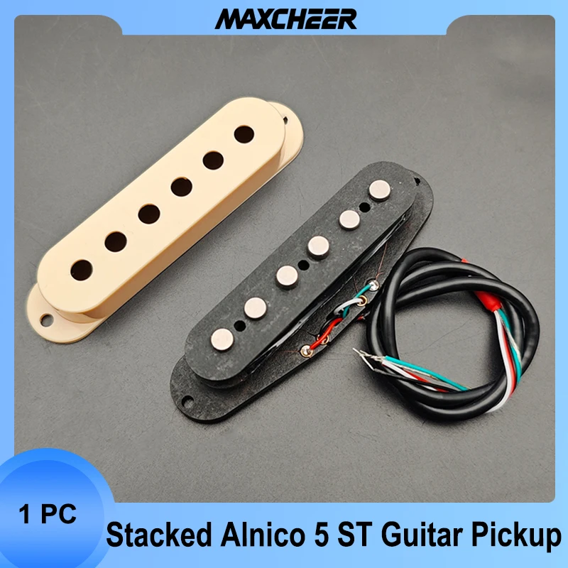 

Alnico 5 Stacked Pickup for ST Guitar Noise Reduction Staggered Top Pole Pieces Vintage Tone Noiseless Split Coil