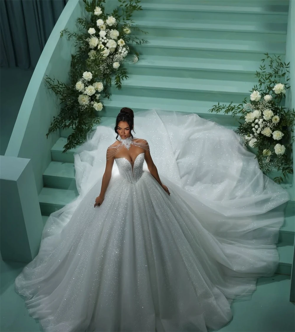 

Customized Sexy White Organza Wedding Dress Formal Sweetheart Sleeveless Bridal Gowns Soft A-Line Chapel Train Vestido De Novia