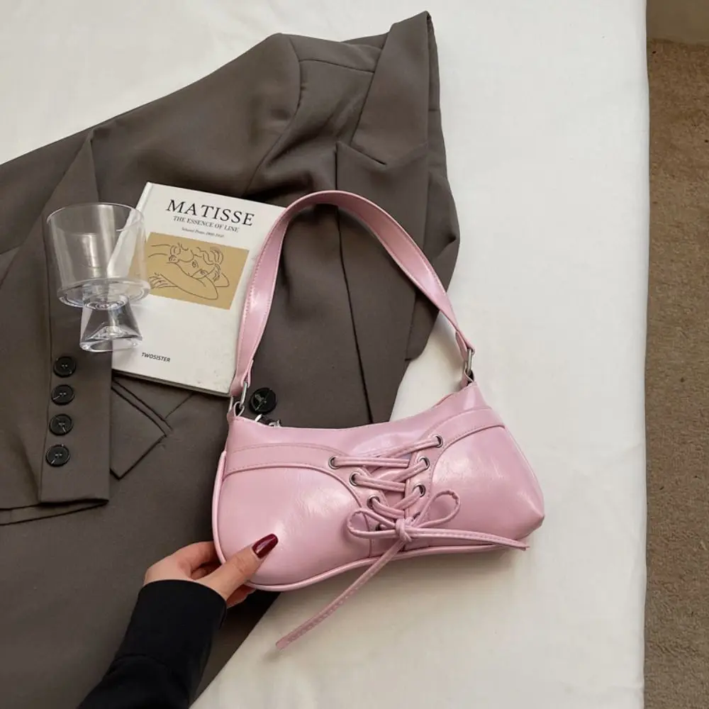 جديد ربطة القوس فيونكة حقيبة الكتف مصمم Y2k الإبط حقيبة بو الجلود الحلو المرأة حقيبة يد السيدات / الفتيات