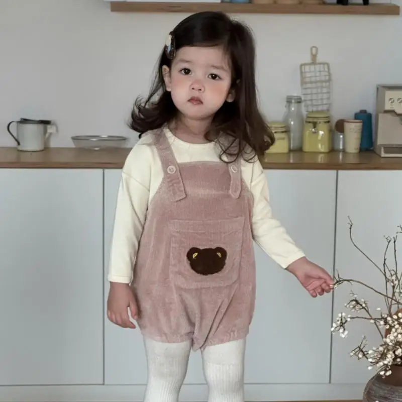 

Новинка осени 202, детский комбинезон без рукавов, хлопковый комбинезон для маленьких девочек с милым мультяшным медведем, повседневный комбинезон для маленьких мальчиков, одежда для малышей