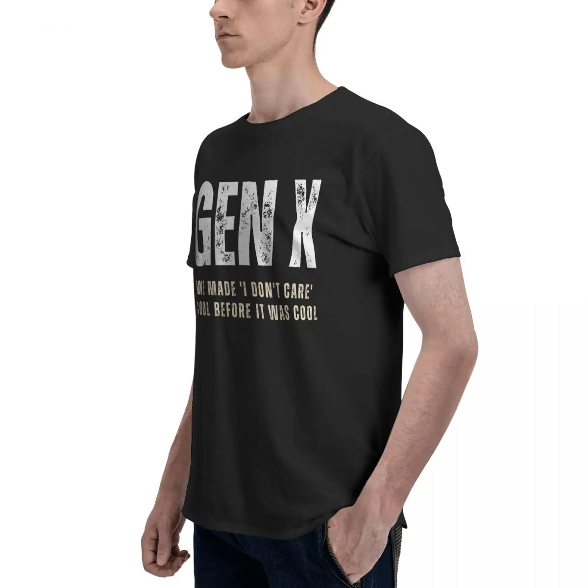 Men Gen X Boomers We Don\'t Care Fun T Shirt Vintage Big Size Cotton Crewneck Sleeve Tshirt Men