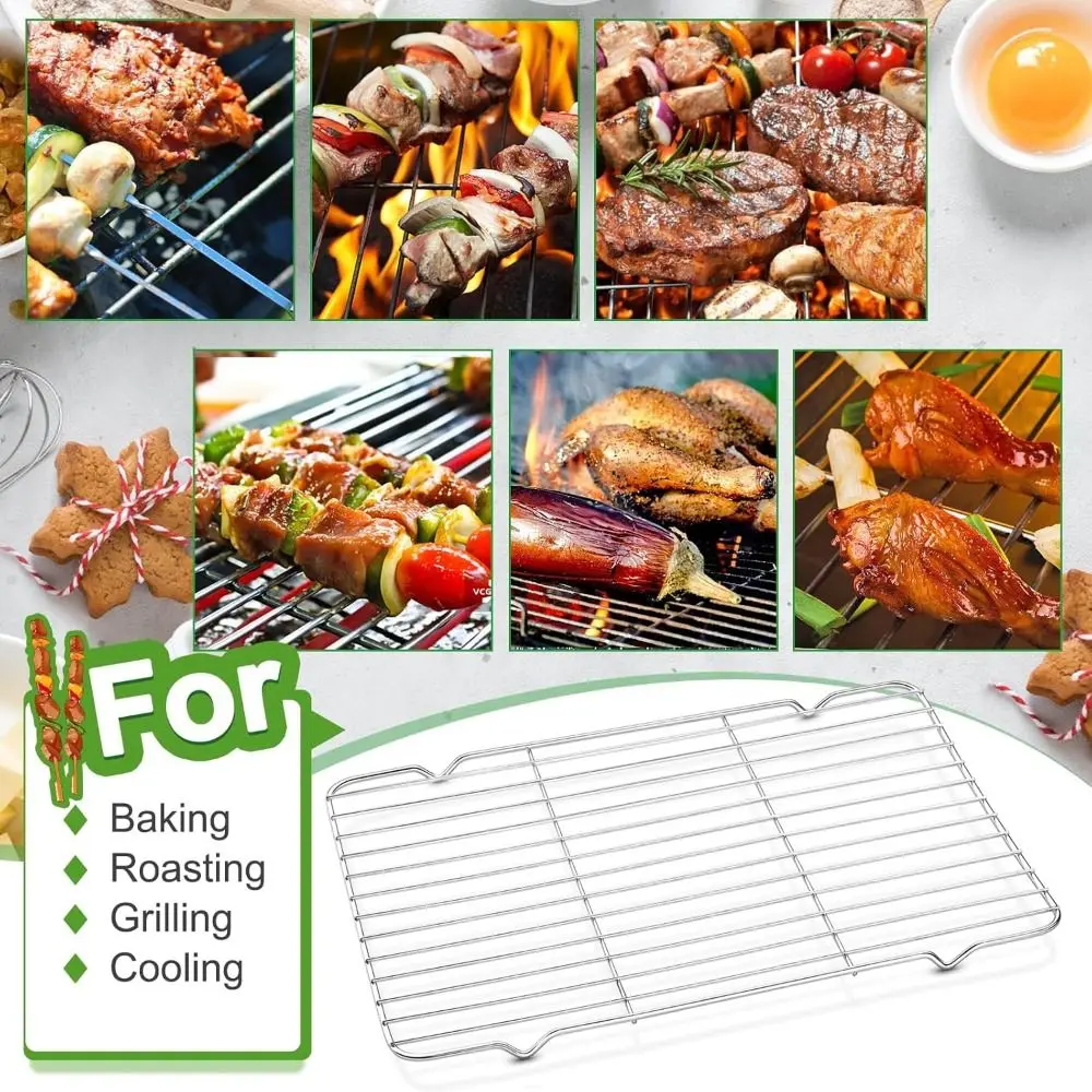 New Stainless Steel Cooling Rack Smooth Edge Easy to Clean Baking Rack Dense Wires Cake Cooler Grilling