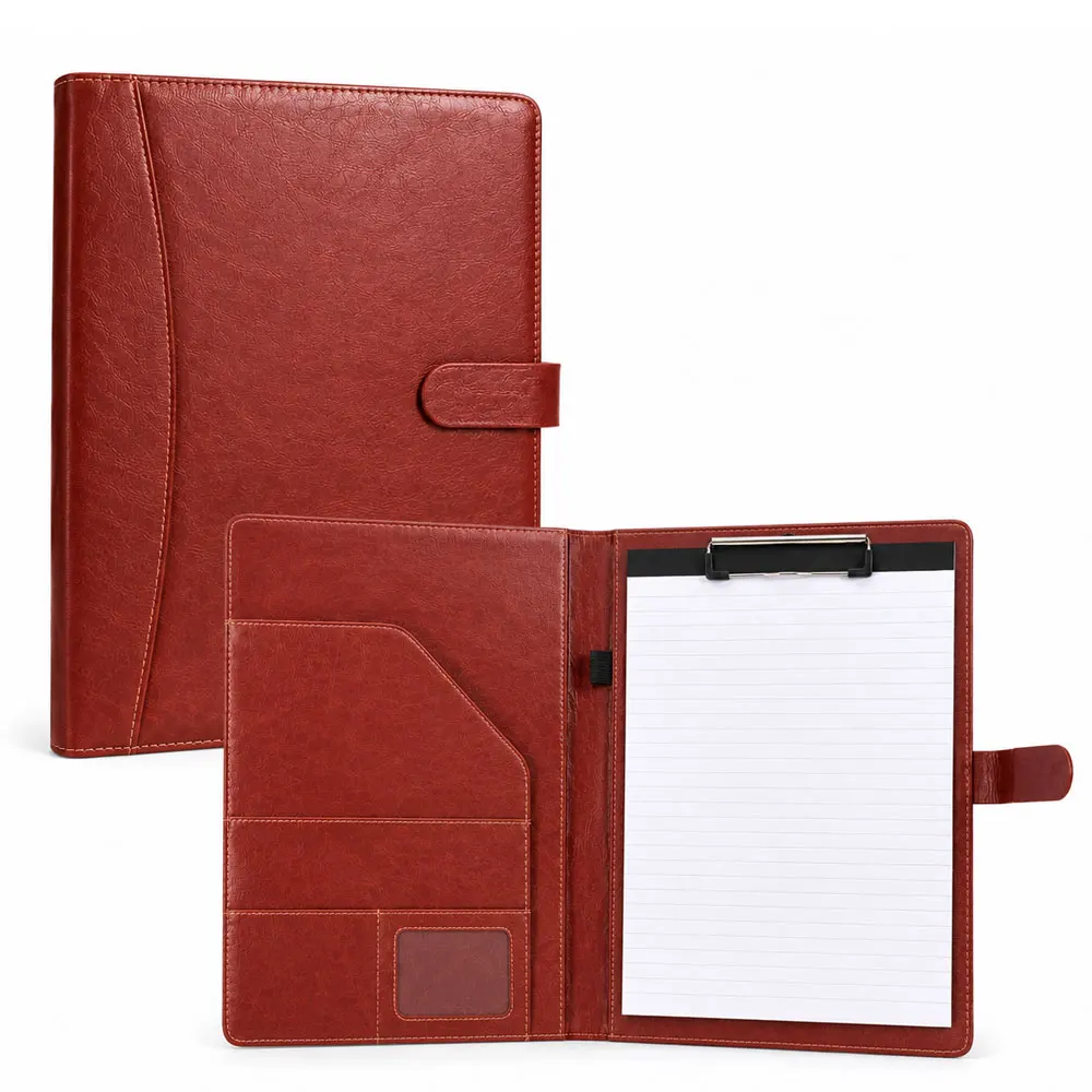 1-pack A4 leather folder/business manager folder, magnetic clasp design, with storage function and note pad