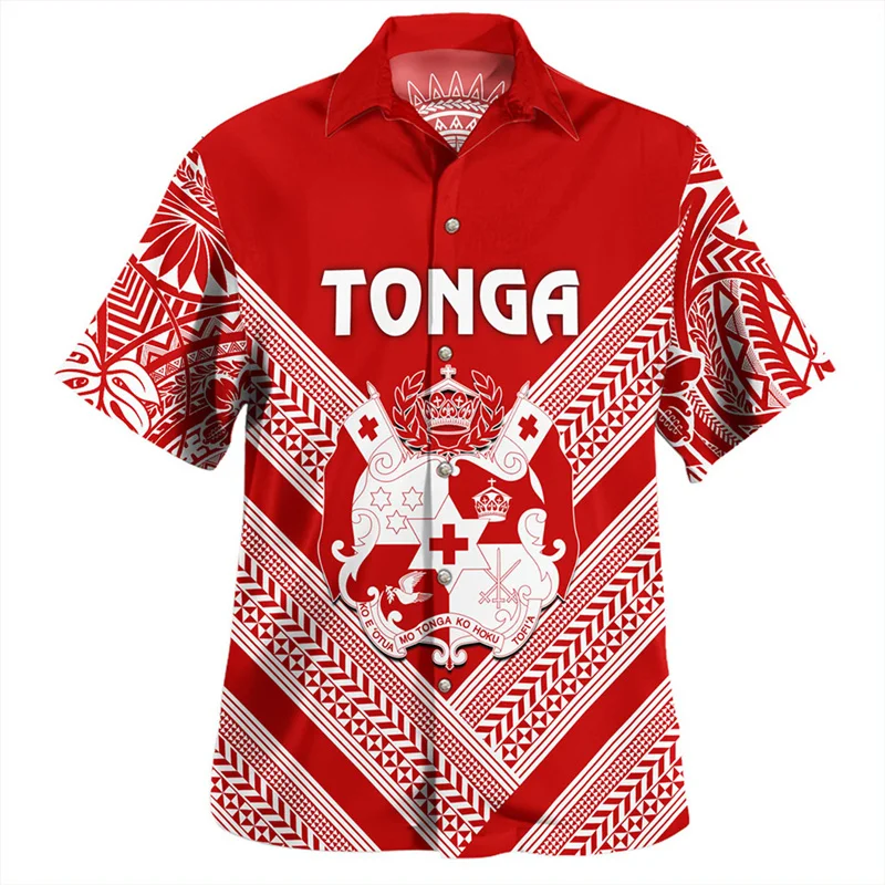 

3D Printing The Kingdom Of Tonga National Flag Shirts Tonga Emblem Coat Of Arm Graphic Short Shirts Men Harajuku Shirts Clothing