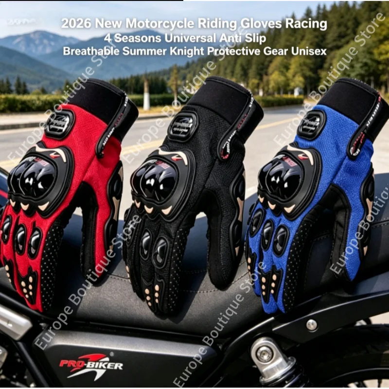 

2026 NEW Unisex 4 Seasons Motorcycle Riding Gloves Racing Universal Anti Slip Breathable Summer Knight Protective Gear