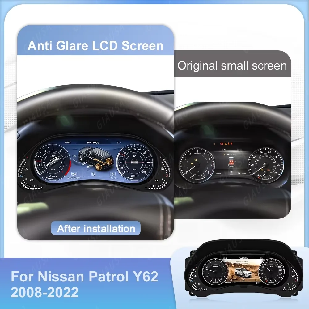 Car LCD Digital Cluster Instrument For Nissan Patrol Armada Infiniti QX56QX80 Y62 2010-2021 Multimedia Dashboard Speed Meter GPS