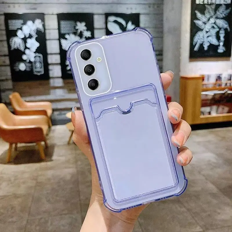 Card Bag Wallet Clear Phone Case On for Samsung Galaxy A14 A24 A34 A54 A15 4G A25 A35 A55 5G Corners Bumper Cover Cases