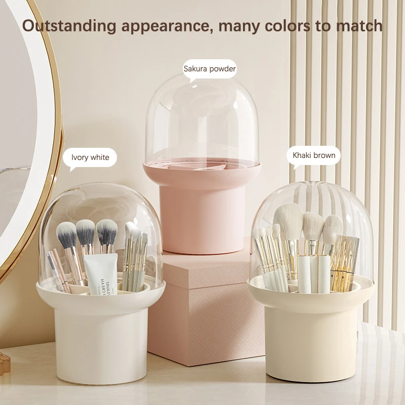 

4 Grids Cosmetic Brush Desktop Organizer Dustproof Storage Box With Lid Fashion Creative Powder Brush Case For Women