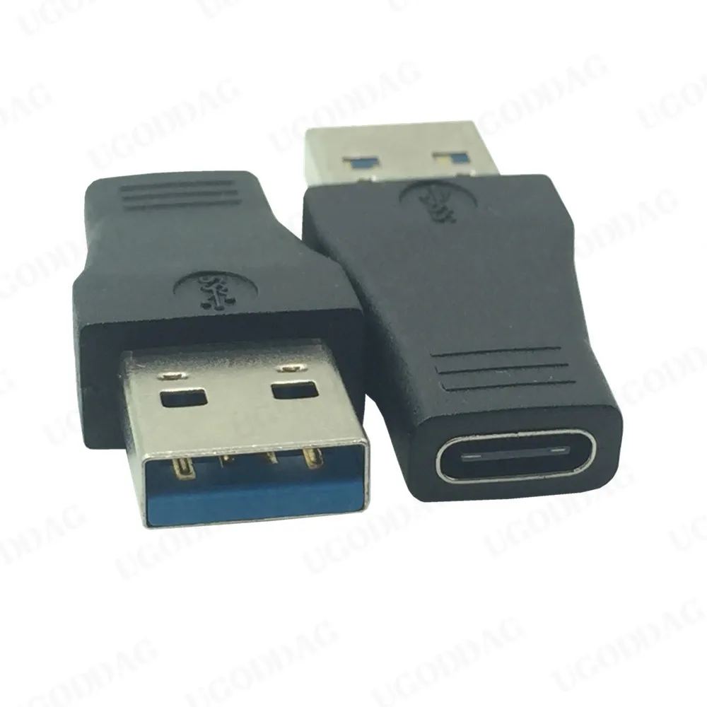 1ชิ้น3.1 USB Type C Type-C ตัวเมียเป็น USB 3.0ตัวผู้อะแดปเตอร์เชื่อมต่อ USB 3.0 SuperSpeed สีดำ