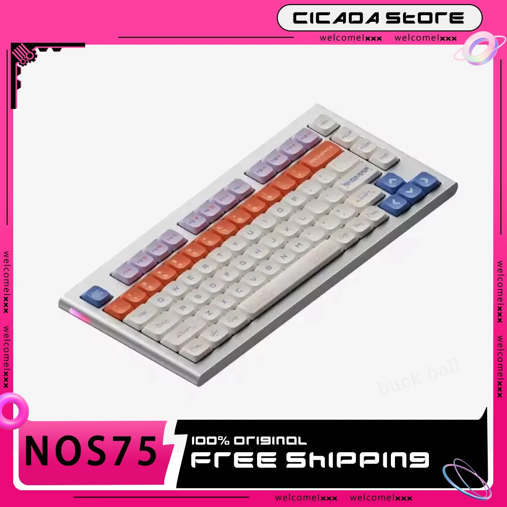 

Nuphy Nos75 Mechanical Keyboard Low Profile Aluminium Alloy Keyboard Nsa Keycaps Customized Wired Via/Qmk Pc Accessory Keyboard